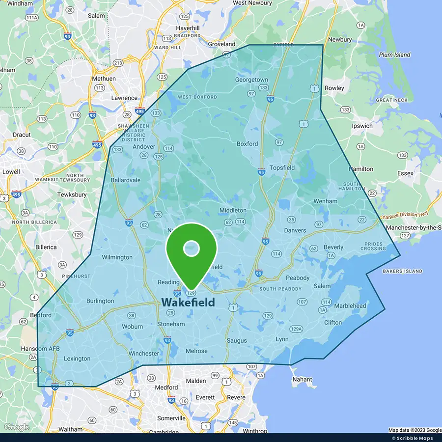 Velvet Green Organic Lawn Service Area Map North Shore Massachusetts